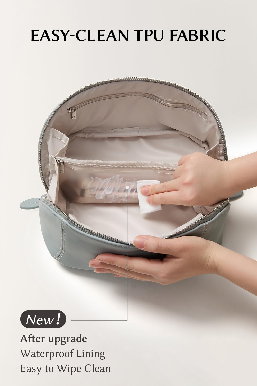 EACHY Travel Makeup Bag for Women, Cosmetic Bag Organizer with Brush Holder, Wide Open Water-Resistant Makeup Pouch, Soft Structured Toiletry Bag for Travel and Daily Beauty Essentials