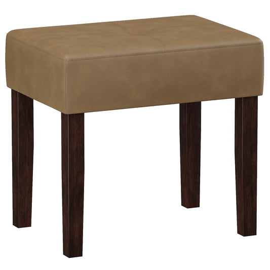 EOSVALO Leather Vanity Stool, 18.7 Inch Wide Rectangle Ottoman Bench for Makeup Room, Vanity Chair with Wood Legs for Piano Room, Bedroom,Living Room with Customizable (Brown)
