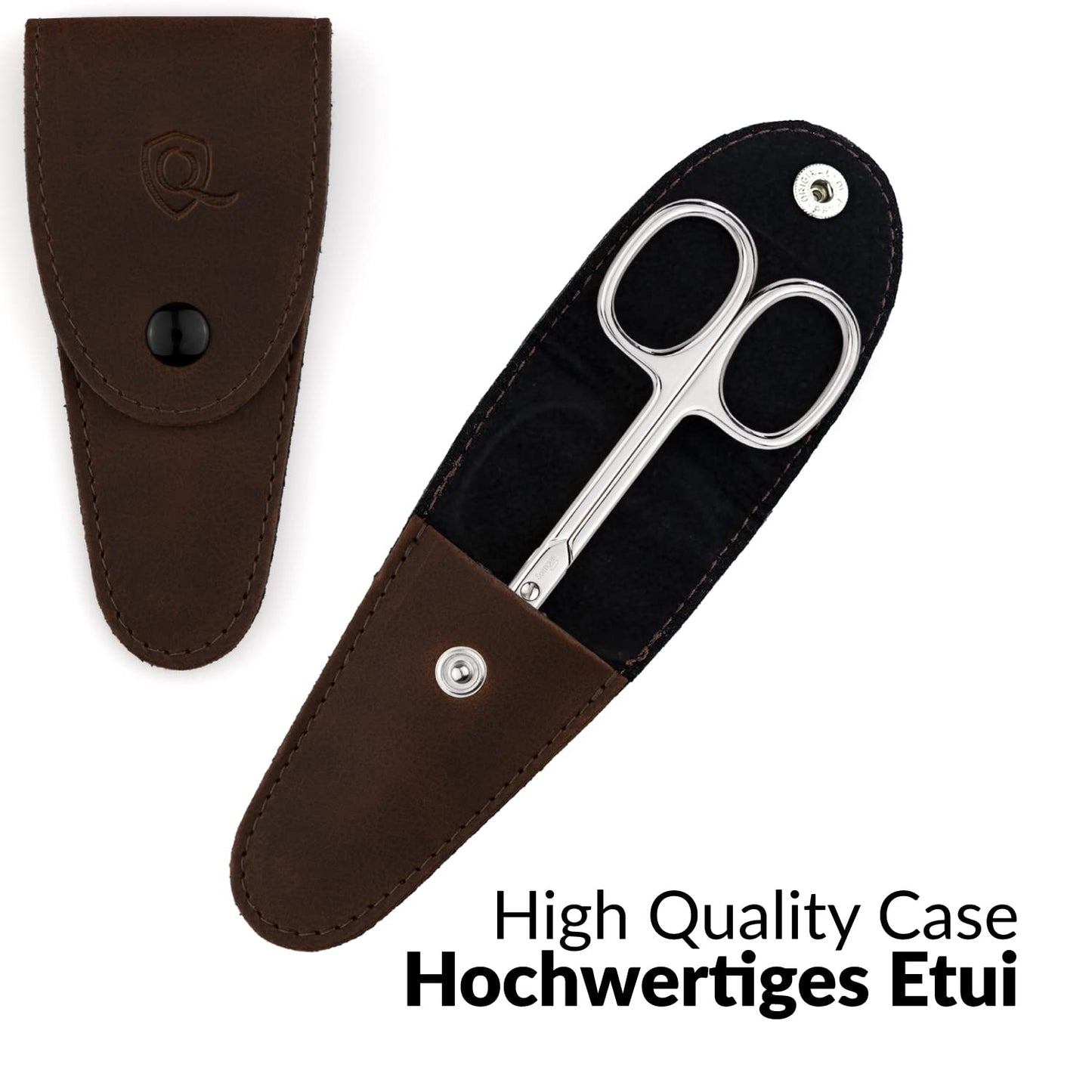 marQus Solingen Scissors - Cuticle Scissors Germany - Curved Blade, Nail Scissors Germany - Pedicure Beauty Grooming Kit for Nail, Eyebrow, Eyelash, Dry Skin - Nail sicssors, Brown Tower Point