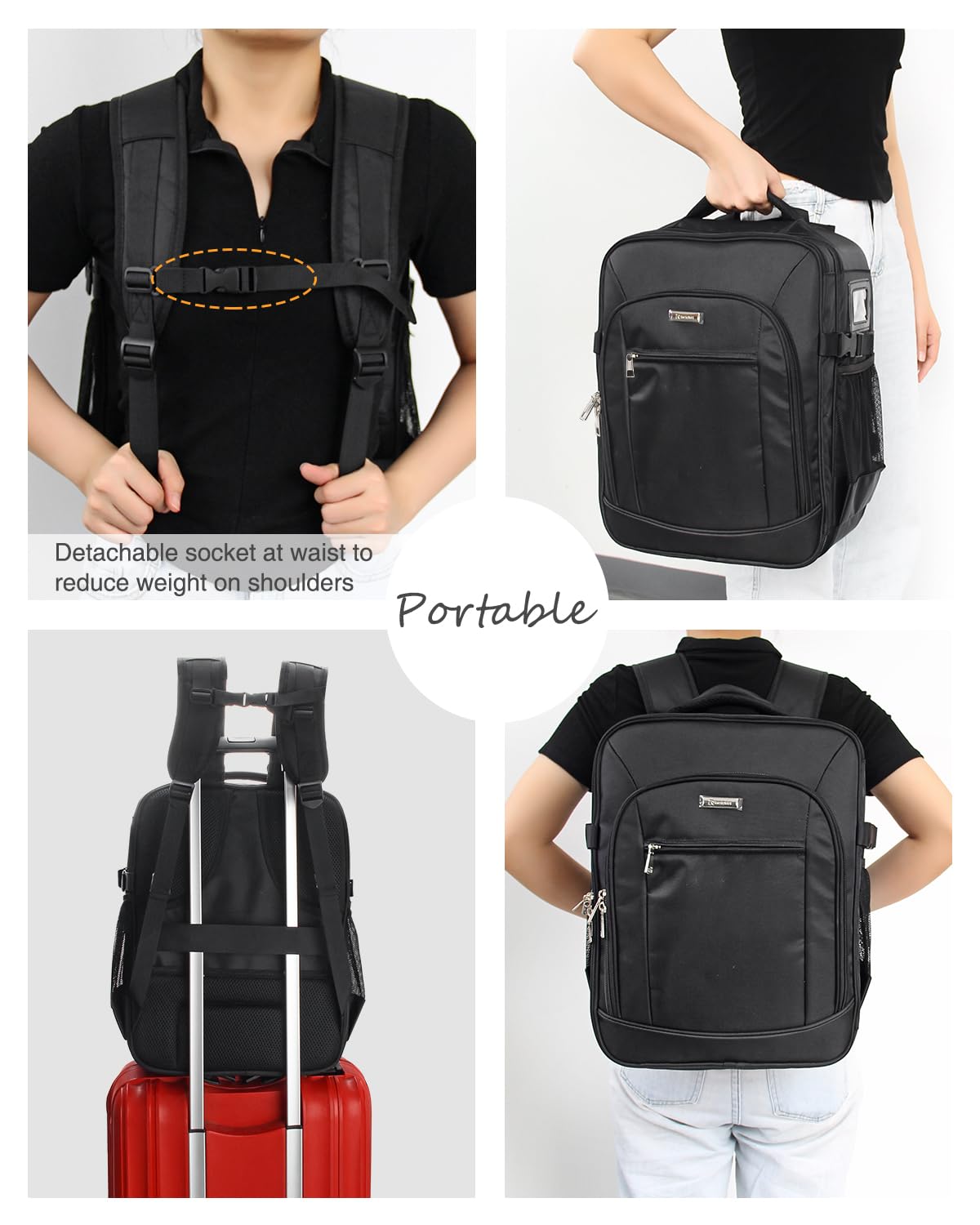 TANTO Makeup Backpack, Makeup Artist Bag Professional Cosmetic Bag with 4 Bag Extra Large Travel Train Case Double-Layer Make up Storage Organizer Cosmetic Brush Case with Adjustable Divider (Black