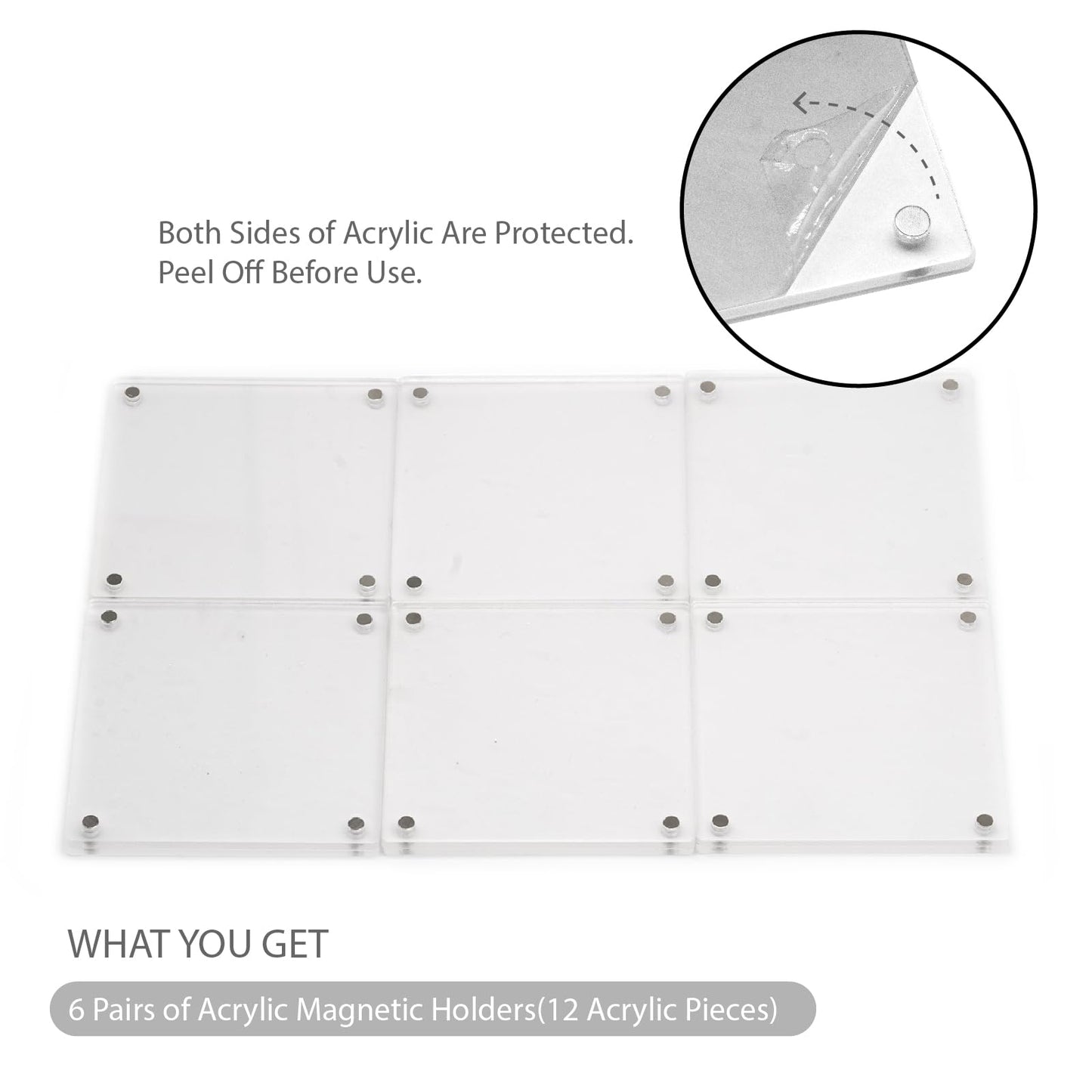 GDSZDDXX Premium Acrylic Magnetic Reversal Film Holders, 6 Packs Archival Storage High Transparency Display Holder for Reversal Film 6X7