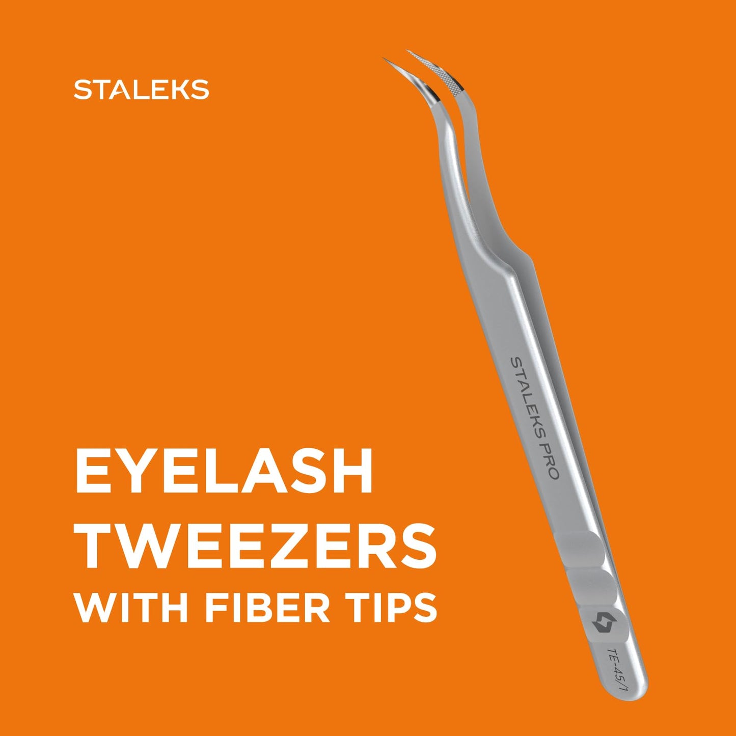 STALEKS PRO Expert 45 Type 1 Professional Eyelash Tweezers (Curved) – Stainless Steel with Nano-Notches for Volume & Mega-Volume Lash Extensions