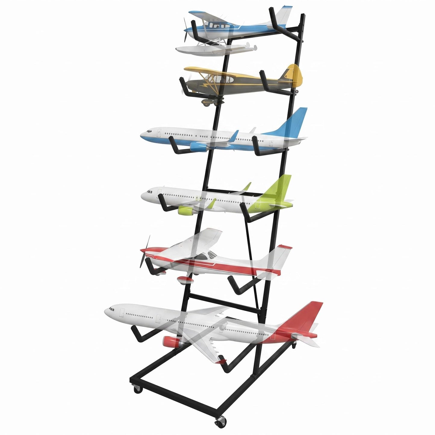 Avoirdus RC Airplane Storage Rack 6Tiers, Display Stand Model Airplane Stand with Foam Padding,Multi-Function Aircraft Carrier Stand with Wheel