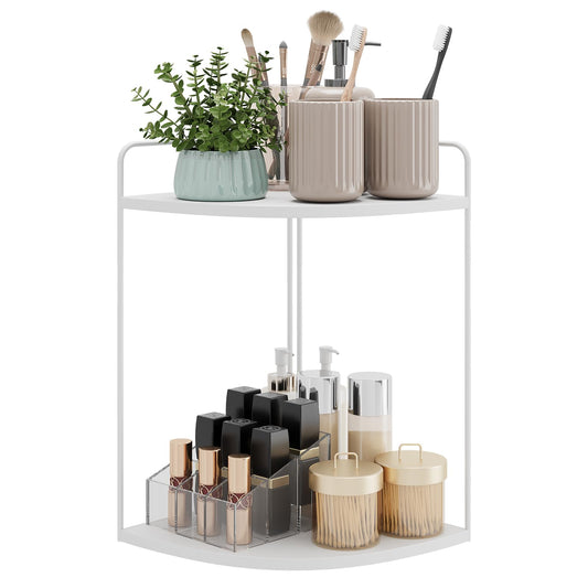 Forest Angle Bathroom Counter Organizer,Countertop Organizer,Vanity Organizers,Bathroom Storage,Bathroom Sink Caddy,Counter Shelf,Corner Counter,Corner Shelves(White)