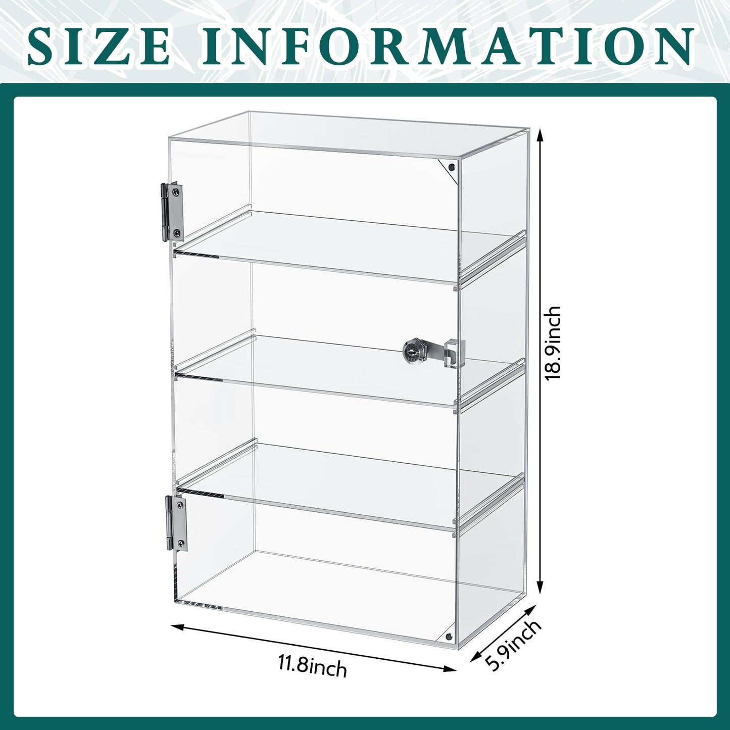 Barydat Acrylic Display Case with Lock Key Countertop Display Case Clear Showcase Display Cabinet Multi Functional Safe Storage Box for Retail Store (Removable 4 Tier,11.8 x 5.9 x 18.9 Inch)