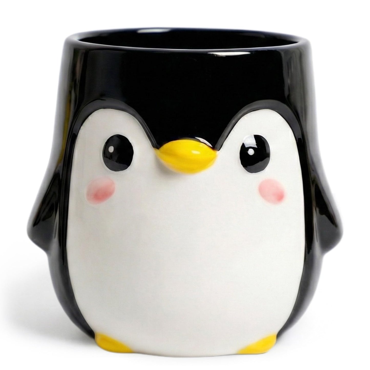 RunaFun Penguin Pen Holder, Cute Pencil Cup, Ceramic Office Decor，Multifunctional Toothbrush Holder & Makeup Brush Storage, Gift for Couples Coworkers，Male Penguin