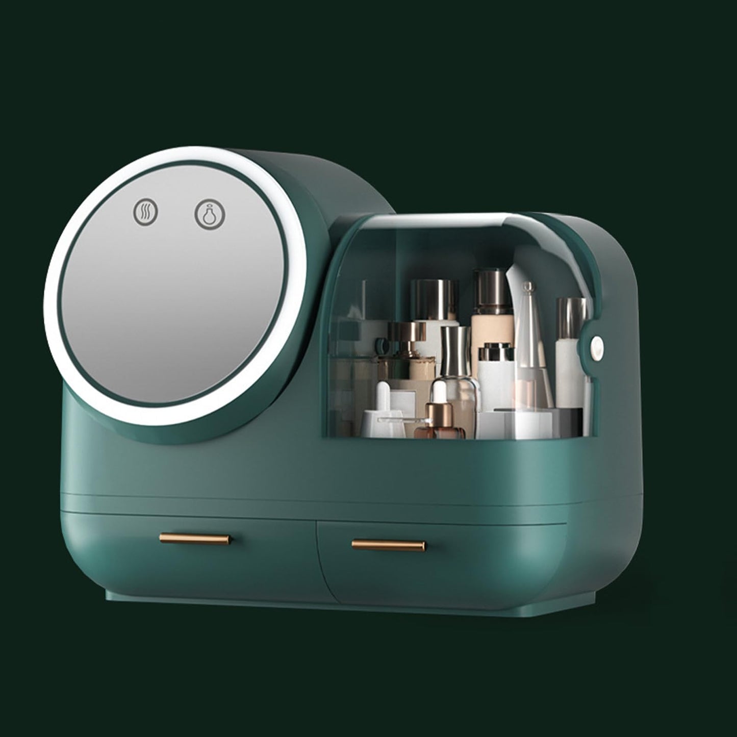 ZephyVita Makeup Box with LED Mirror Large Capacity Drawers(Green)