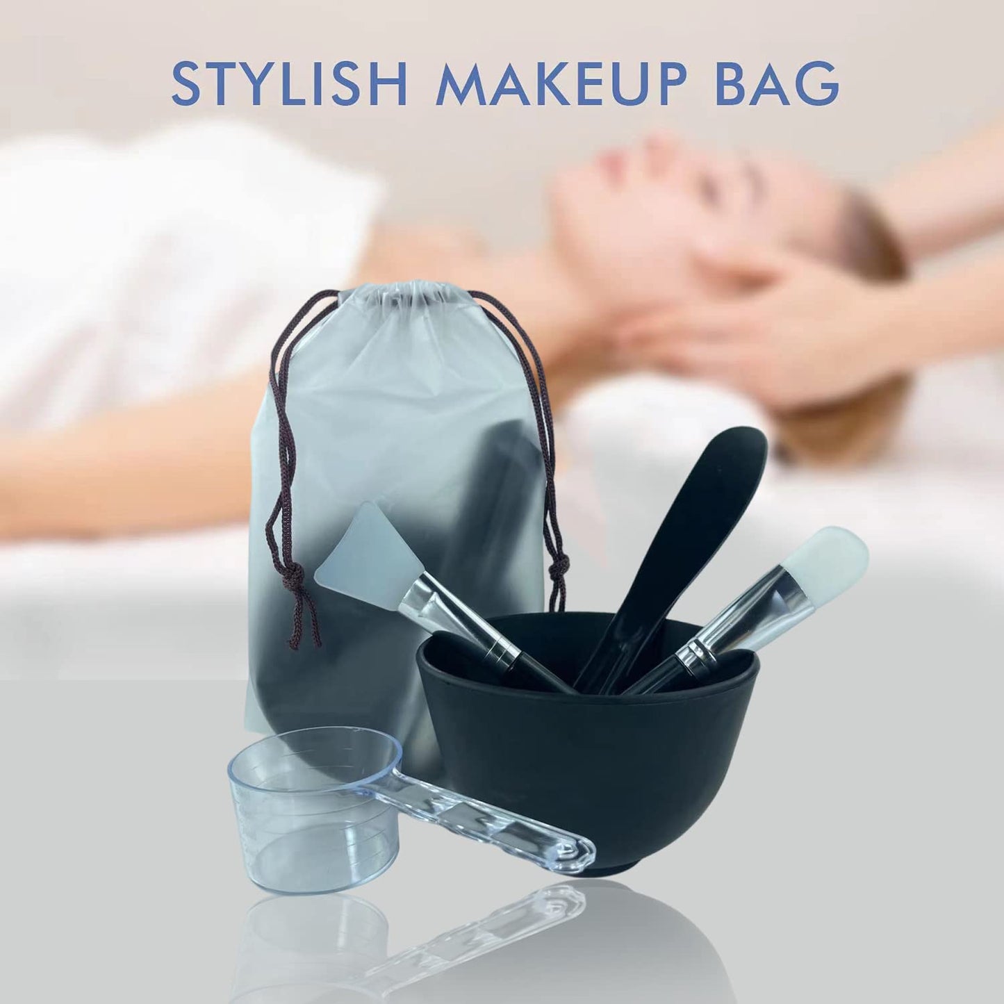 Face Mask Mixing Bowl Set. 5IN 1 SPA Quality Face Mask Tool Kit. with Silicone Face Mask Brush Applicator,Premium Soft Face Brushes, Silicone Facial Mask Bowls, Mask Spatula, Measuring Scoop