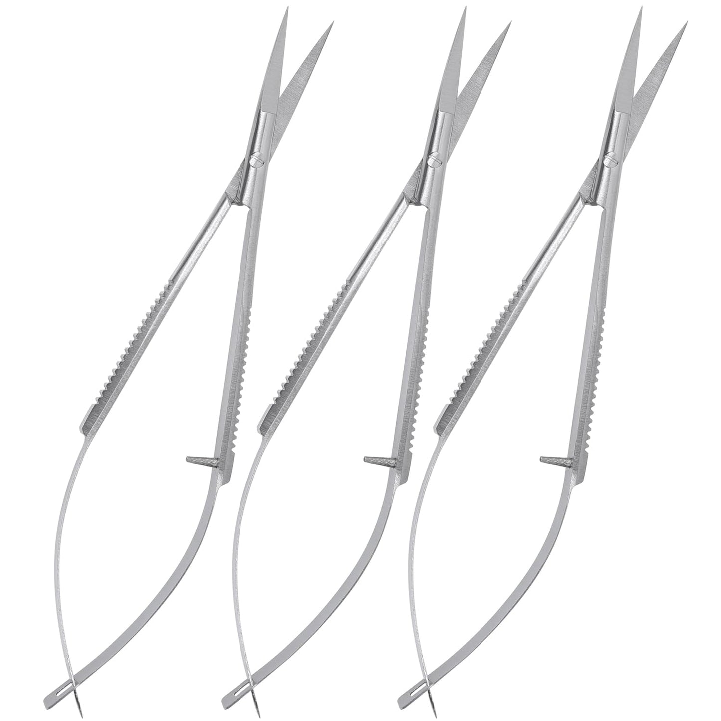 Micro Scissor 5.5" Straight Set of 3 Premium Stainless Steel Applique Scissors Sewing Art & Craft Trimming for Eyebrow Eyelash Embroidery Scissors Extra Sharp thread cutting Spring action scissors.