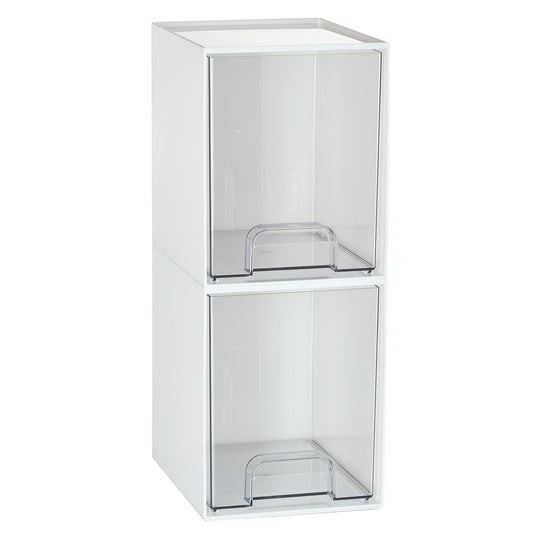 Vtopmart 2 Pack Stackable Storage Drawers, Plastic Organizers Bins for Baby Bottles, Skincare, Beauty Supplies, Ideal for Vanity, Bathroom, Kitchen Countertop, Cabinet Orga