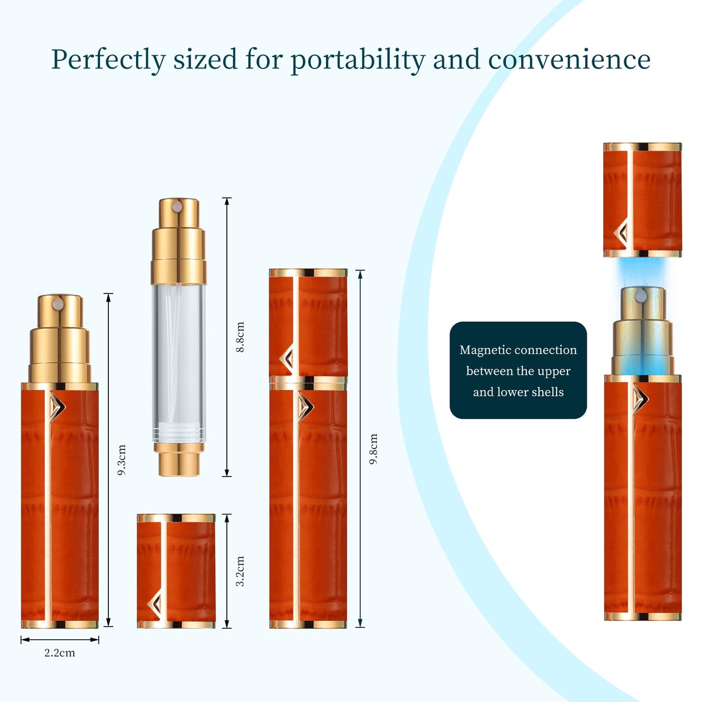 DIOHIO 5ml Perfume Atomizer Travel Refillable,Mini Cologne Dispenser, Bottom-Filling Fragrances Perfumes Bottle,Portable Sprayer Pocket Size for Women Men Cruise Car Trip Gift（Black）