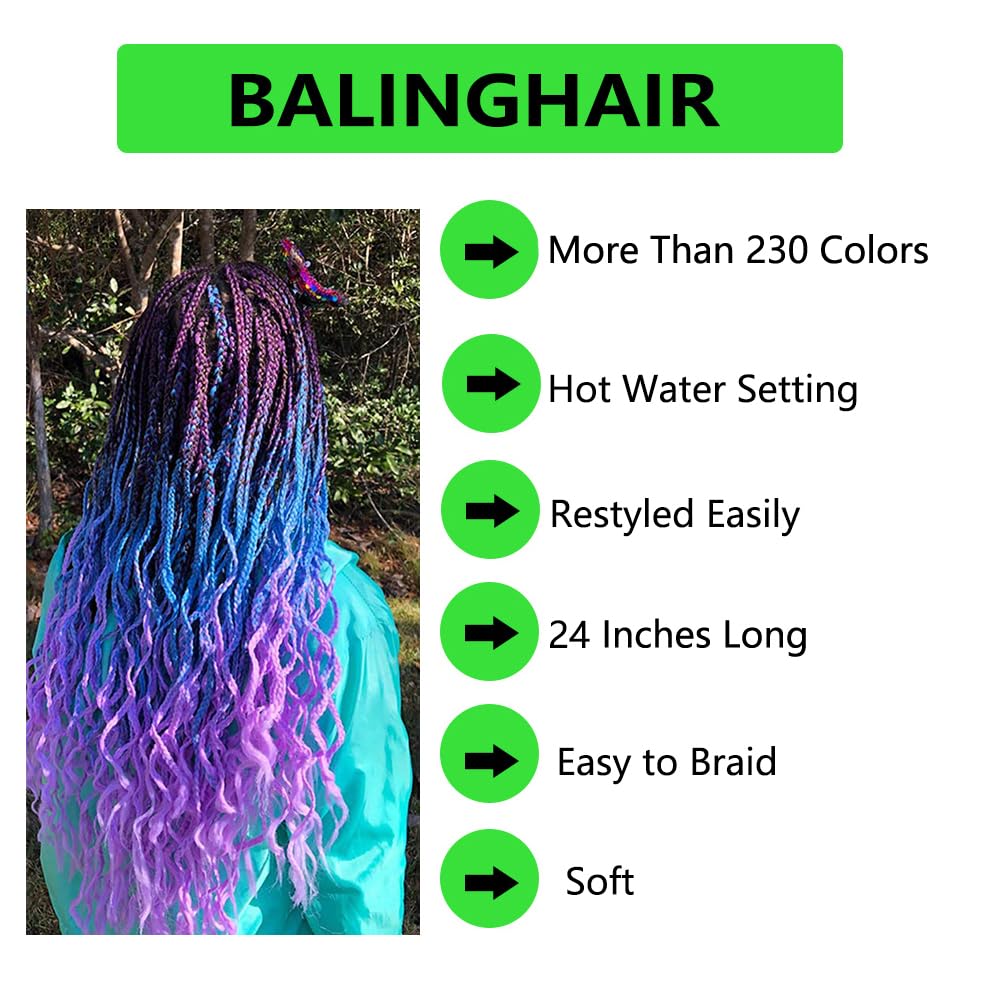 Braiding Hair 24 Inch Braid Hair Extensions Hot Water Setting High Temperature Synthetic Fiber(D4-3Packs)