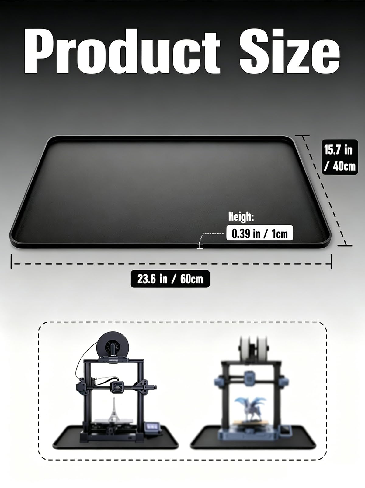 Silicone Mat, 3D Printer Mat, Anti-Vibration Mat, 23.6" x 15.7" Non-Slip Workbench Protector, Fits Bambu Lab & Most 3D Printers