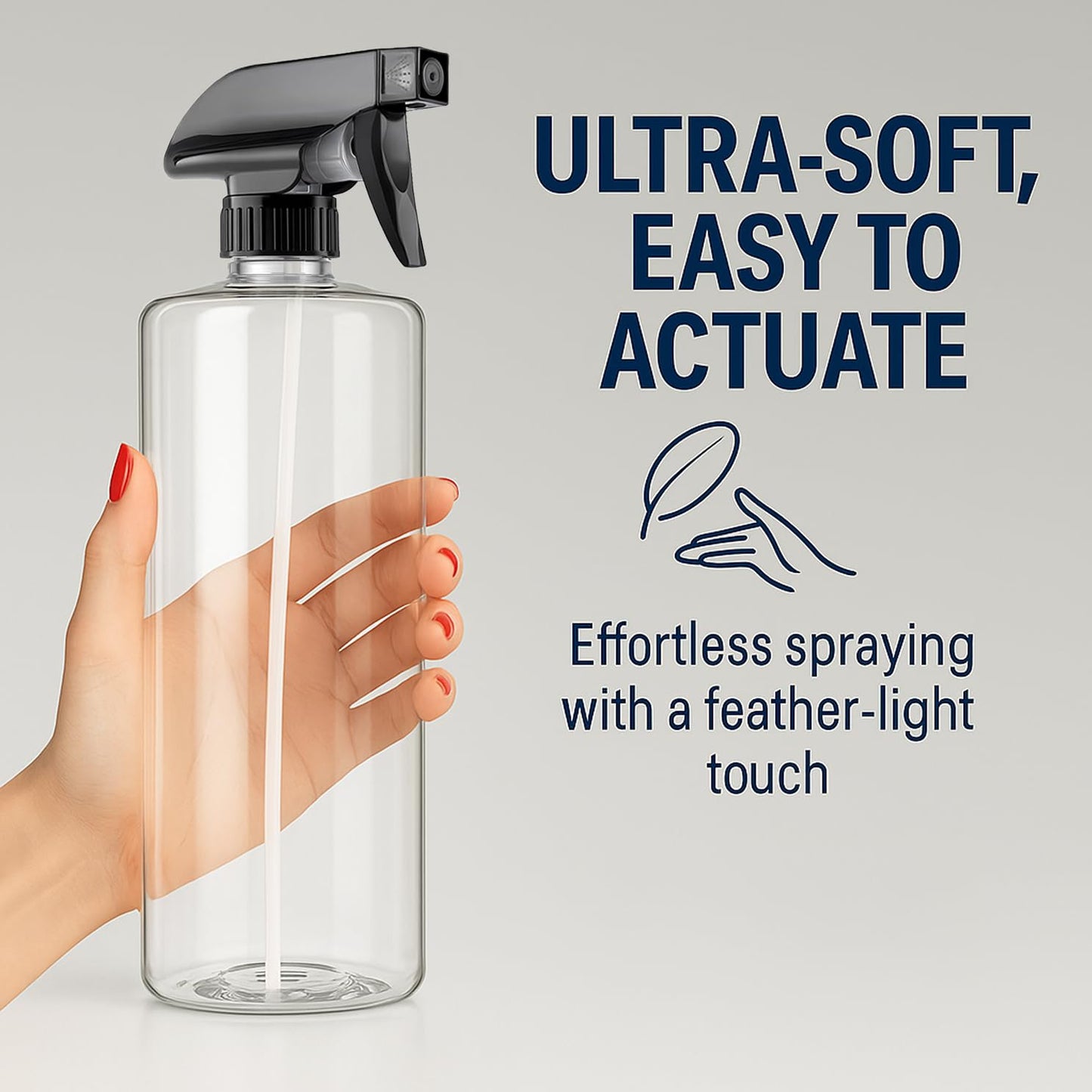Bar5F Plastic Spray Bottles with Trigger, 32 oz | Leakproof, Empty, Adjustable Fine to Powerful Sprayer, Refillable | Water Plants, Cleaning Solutions | Crystal Clear | Pack of 3 (Medium)