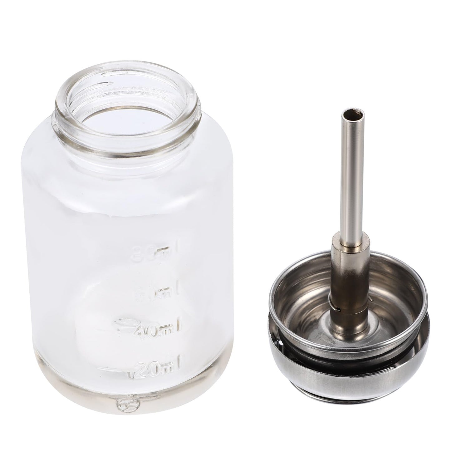 Luxshiny Nail Polish Remover Pump Bottle Glass Refillable Pressure Dispenser 3.62In Leak-Proof Portable for Home Cosmetic Liquid Storage