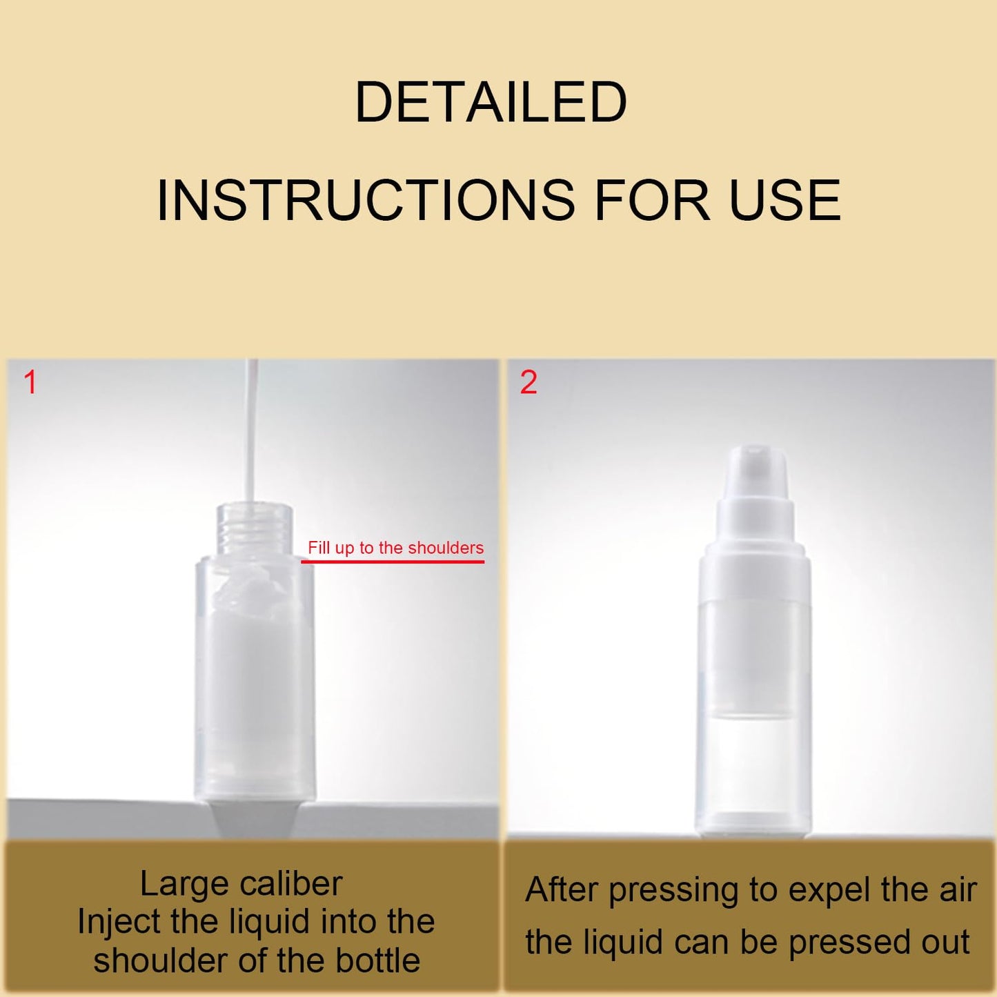 XQNCBY 50ml airless Pump Bottles Travel,Travel Toiletry containers,Lotion Dispenser with Pump,Small Pump Bottle (semi-Transparent, PP-50ml)