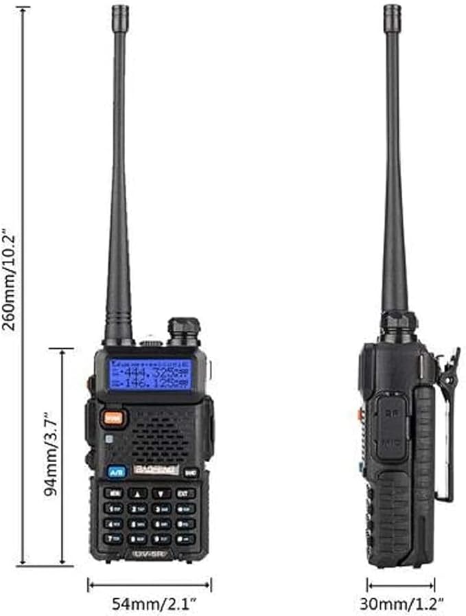 Baofeng UV-5R Dual Band Two Way Radio with 1800mAh Type-C Charge Pack of 4 for Hiking Camping Skiing Trip (Black)