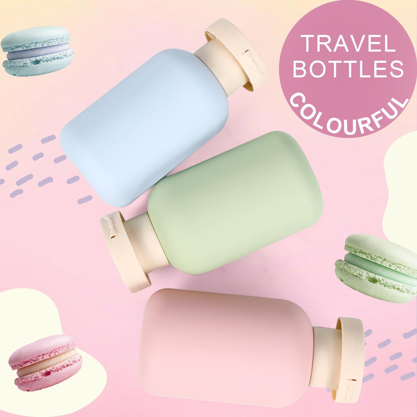ASEVAT Plastic Leak Proof Travel Bottles for Toiletries, TSA Approved Travel Size Containers, Squeeze Bottles Refillable for Shampoo, Lotion & Body Wash (Blue+Pink+Green, 10 oz)