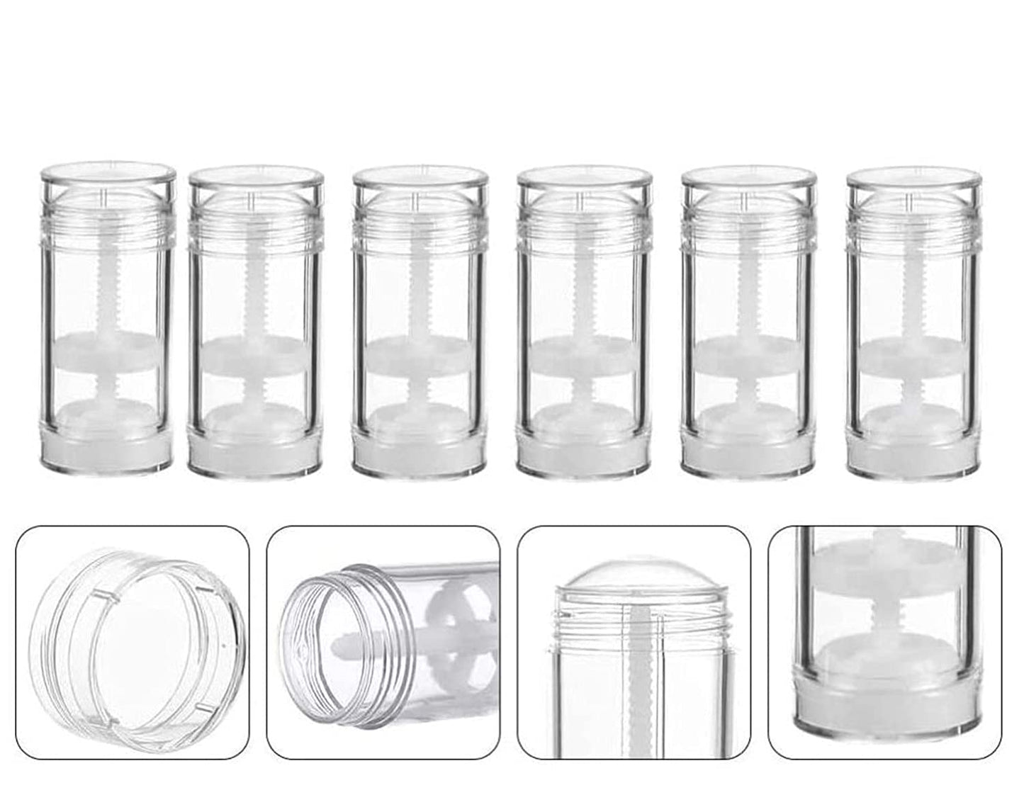 Healthcom 10 Pcs 30ml Empty Deodorant Containers Twist-up Filling Stick Clear Plastic Deodorant Container 1 Oz Refillable Deodorant Bottles Bottom-fill Round Lip Balm Tubes for DIY Lipstick Crayon Chapstick