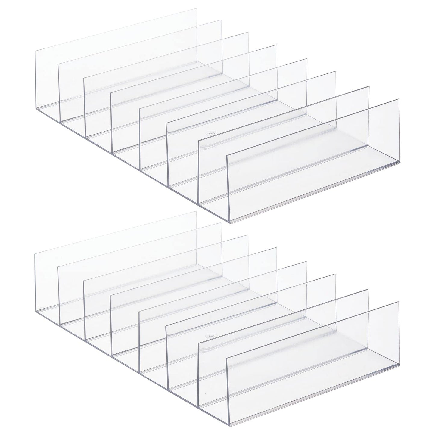 mDesign Plastic Divided Clutch Organizer for Closets, Bedrooms, Dressers - Closet Shelf Storage Solution for Purses, Wallets, Bill Folds, and Accessories, 7 Sections, Lumiere Collection, 2 Pack, Clear