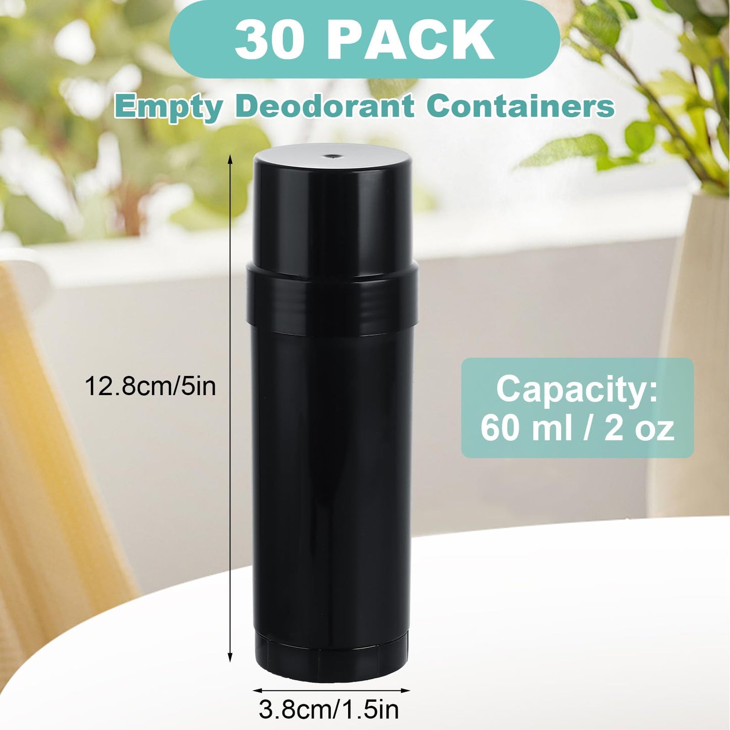 LDHHYH 30 Pack 60ml / 2oz Deodorant Containers Empty, Empty Lip Balm Tubes, Twist Up Stick Tube, Refillable Plastic Deodorant Holder Tube for Homemade Lipstick Sunscreen Balm Lotion Bar – Black