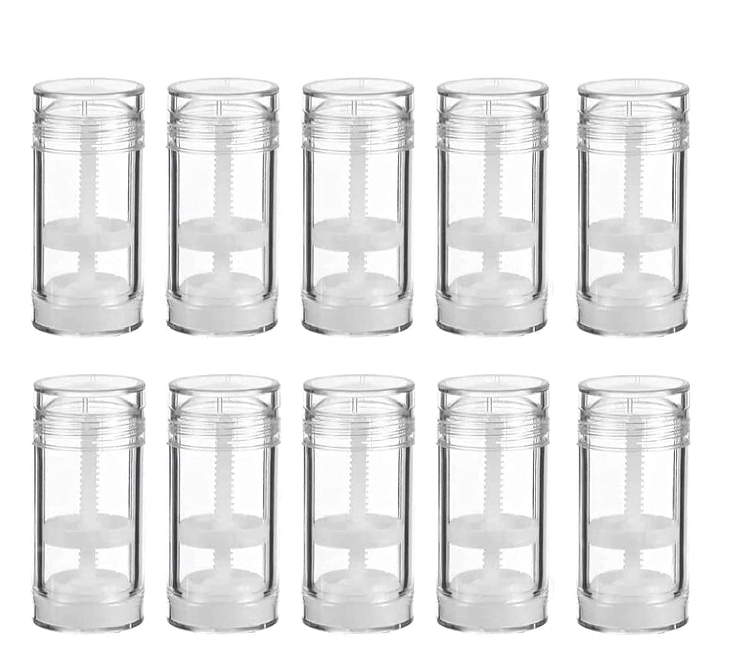 Healthcom 10 Pcs 30ml Empty Deodorant Containers Twist-up Filling Stick Clear Plastic Deodorant Container 1 Oz Refillable Deodorant Bottles Bottom-fill Round Lip Balm Tubes for DIY Lipstick Crayon Chapstick