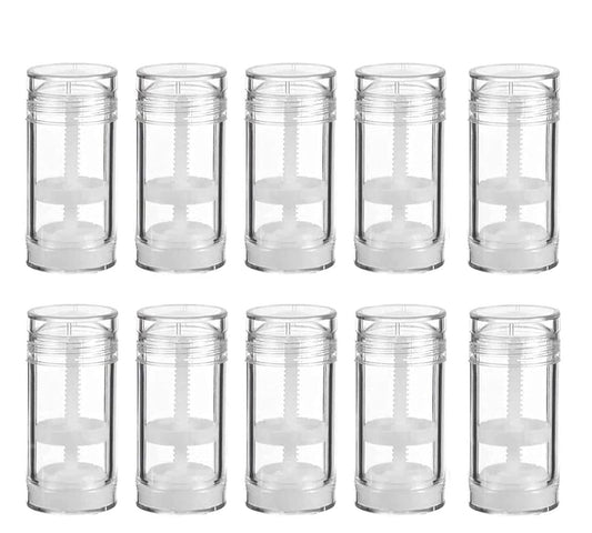 Healthcom 10 Pcs 30ml Empty Deodorant Containers Twist-up Filling Stick Clear Plastic Deodorant Container 1 Oz Refillable Deodorant Bottles Bottom-fill Round Lip Balm Tubes for DIY Lipstick Crayon Chapstick