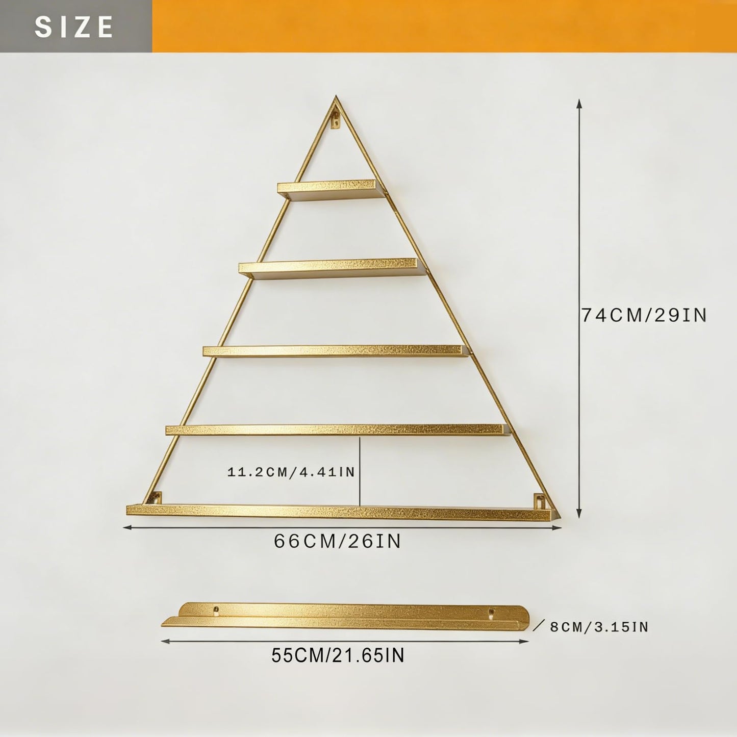 LXSEHN Metal Wall Mounted Nail Polish Rack, 6 Sets Triangular Cosmetic Display Racks, Essential Oil Bottles Shelf Organizer, Gold Storage Lipstick Perfume Holder for Spa Nail Salon Shop Home