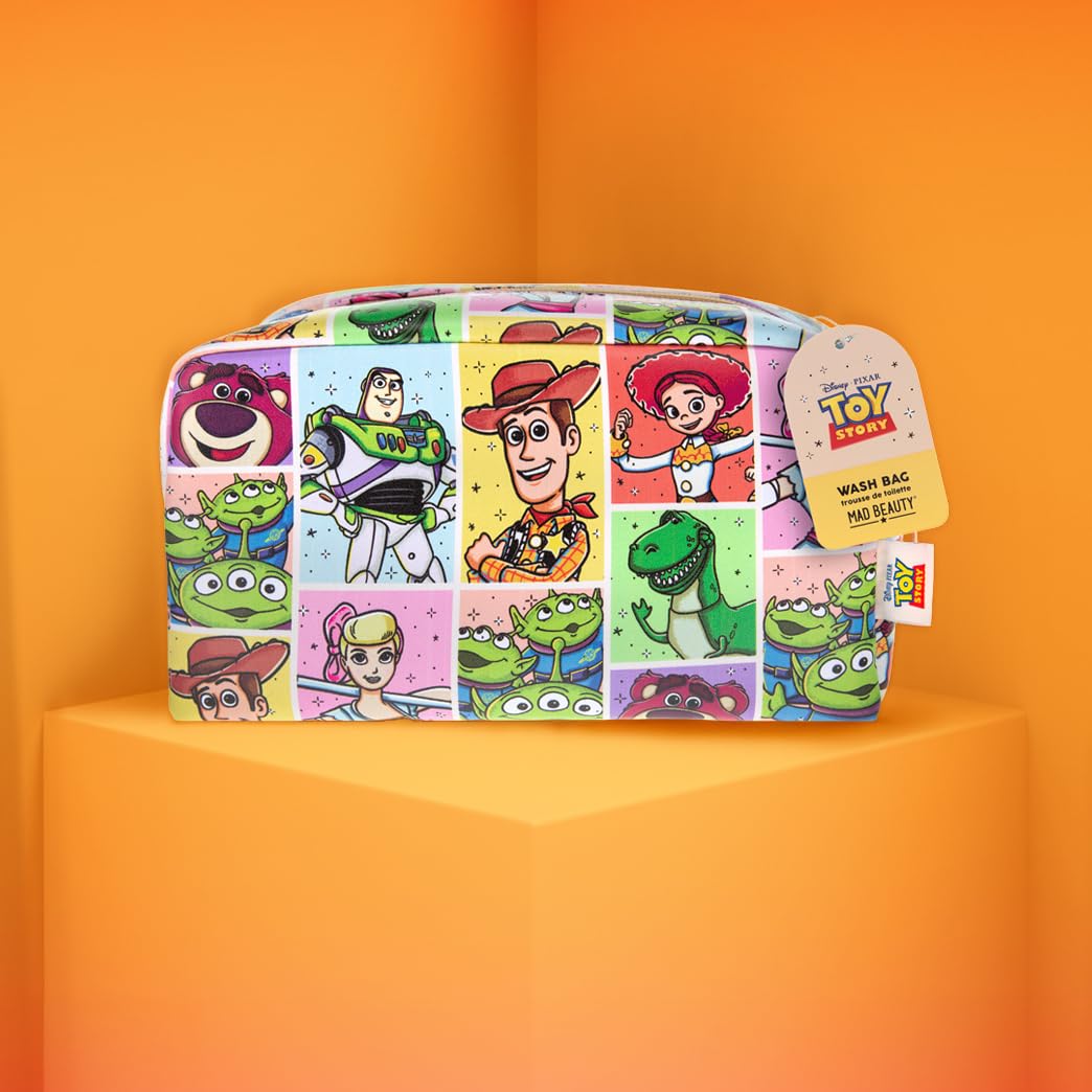 MAD Beauty Disney Pixar Toy Story Wash Bag | Officially Licensed | Full Cast Print | Woody Buzz Jessie Rex | Gold Zip | Travel Toiletry Bag
