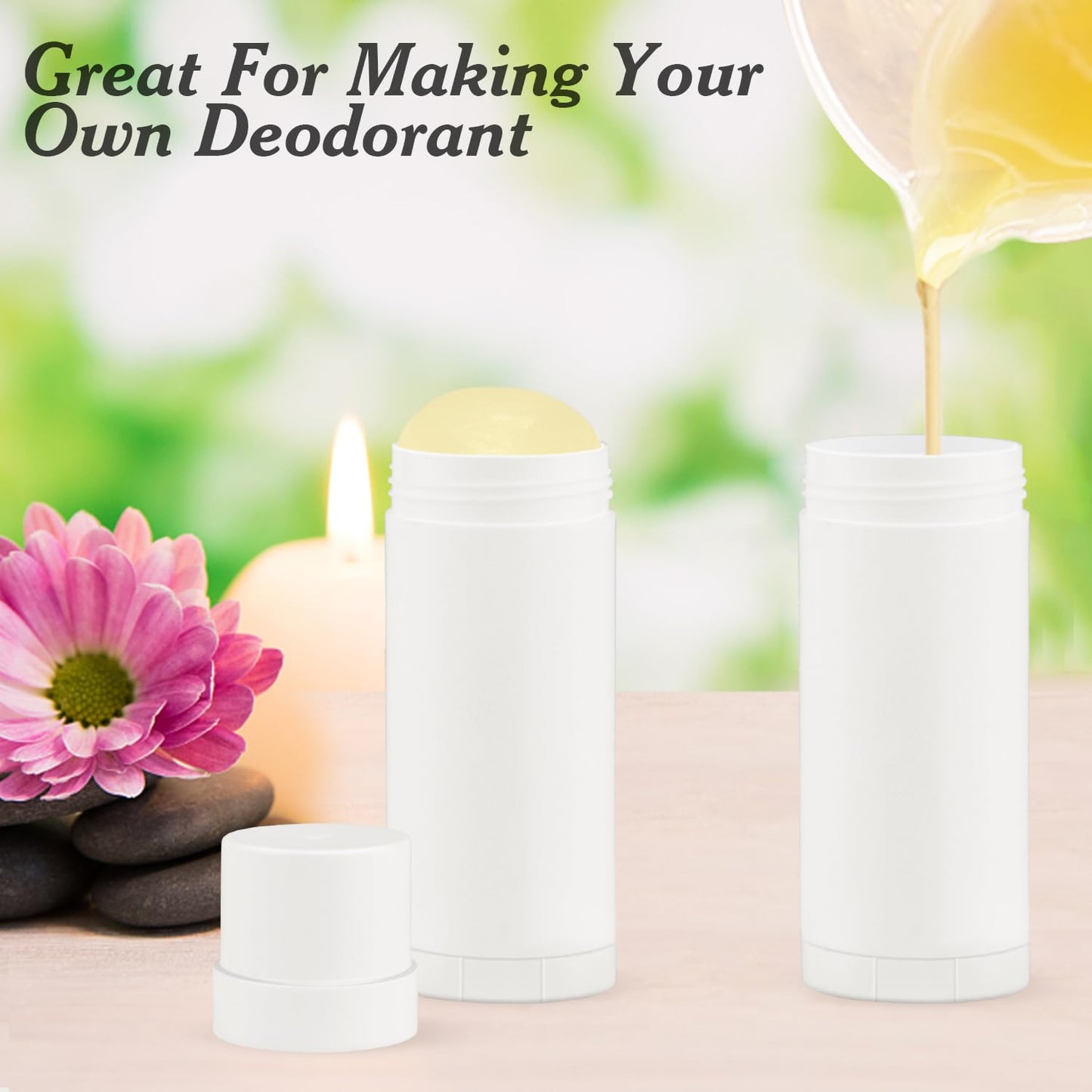 Mirrline 60ml/2oz White Deodorant Containers Plastic Twist Up Filling Bottle Refillable Deodorant Holder Stick for Crayon Lip Balm Chapstick Sunscreen Lotion Bar - 12 Pack