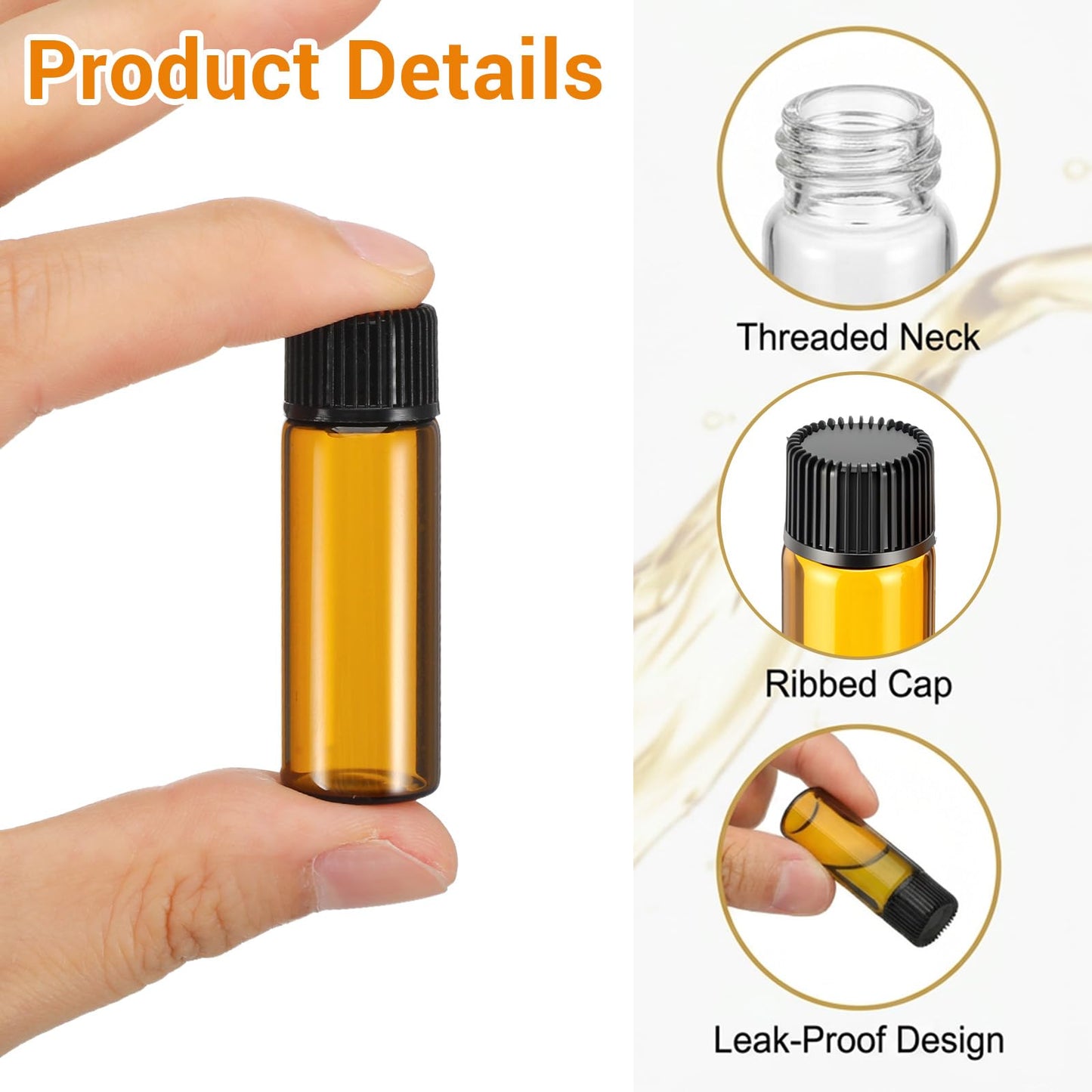 kuyeyzu 150 Pcs Mini Oil Bottles 5ml Essential Oil Bottles Amber Glass Small Sample Bottle with Orifice Reducers Funnels Droppers for Travel Sample Storage