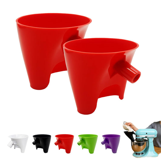 Flour Funnel for KitchenAid Mixer - Compatible with 5 Qt & 4.5 Qt Bowl-Lift Models | Dishwasher Safe, Anti-Splash Design for Mess-Free Baking | Includes 2-Piece Set (Red)
