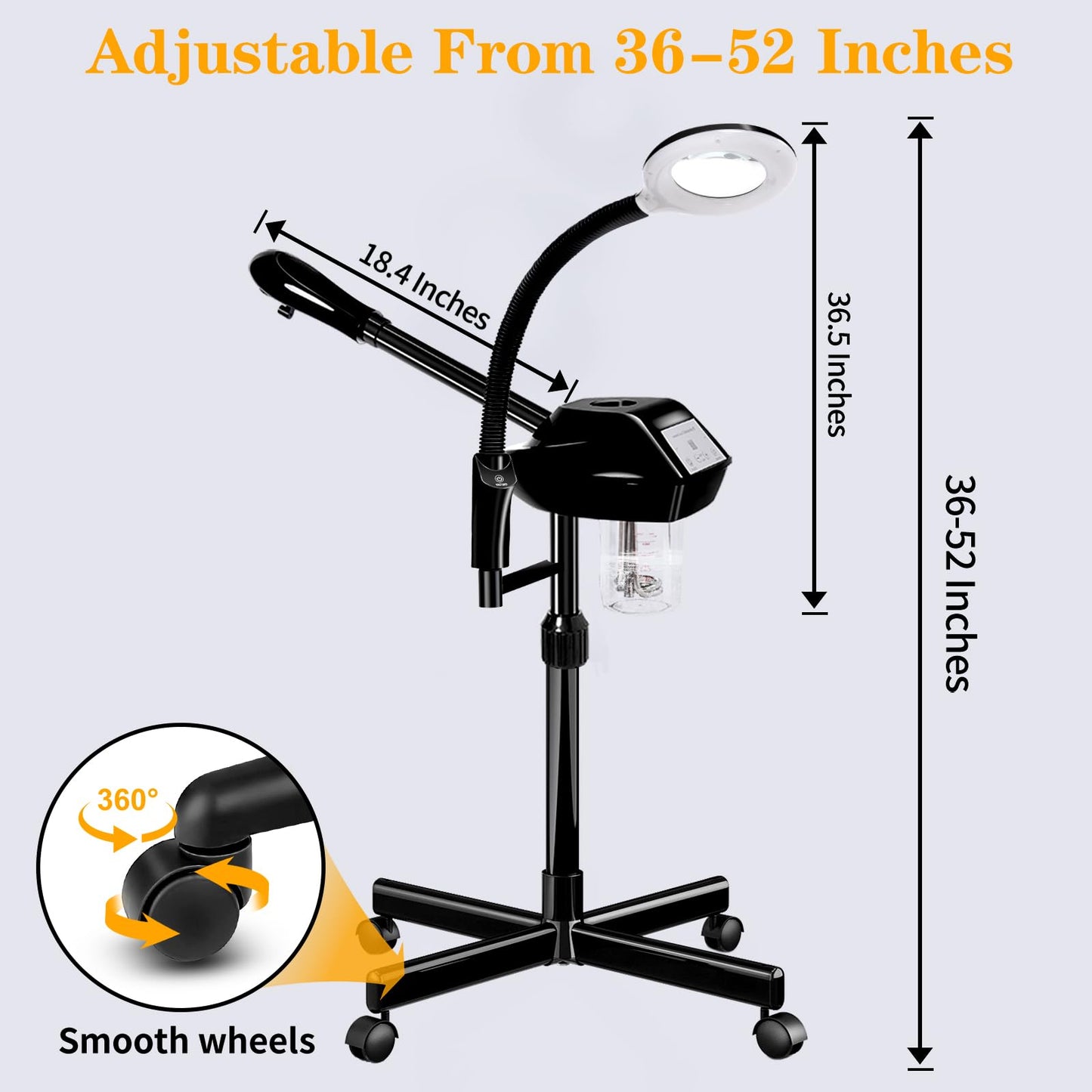 lailelaodi Professional Facial Steamer on Wheels,2 in 1 Face Steamer with 5X Magnifying Lamp and Ozone Function for Home and Beauty Spa Use