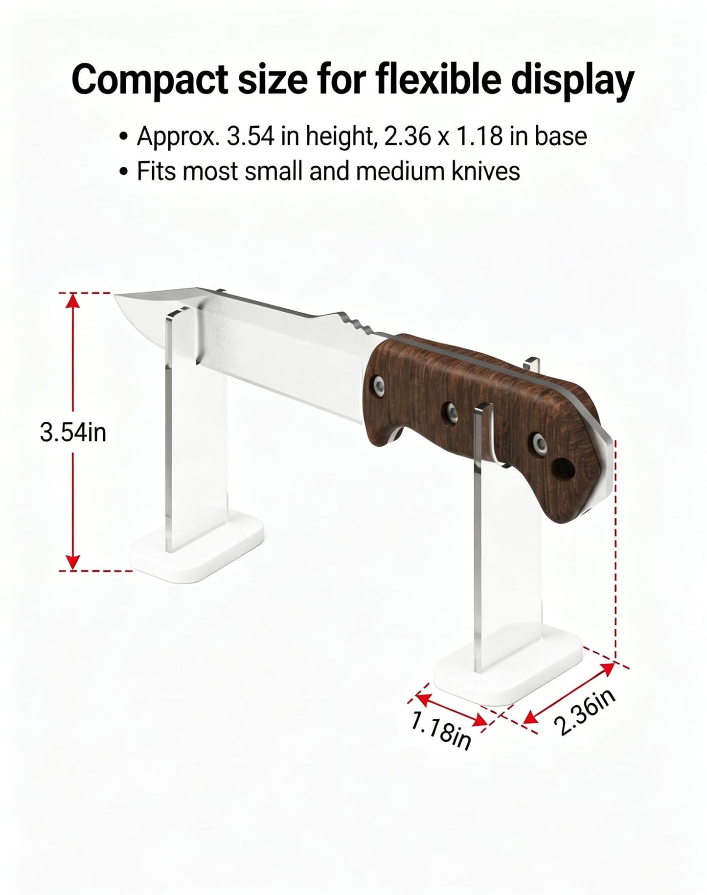LITAITAI 4Pcs Knife Display Stand ,Acrylic Knife Holder Collector ,Knives Extendable blade holder, Single Knife Holder for Home Decor (White bottom)