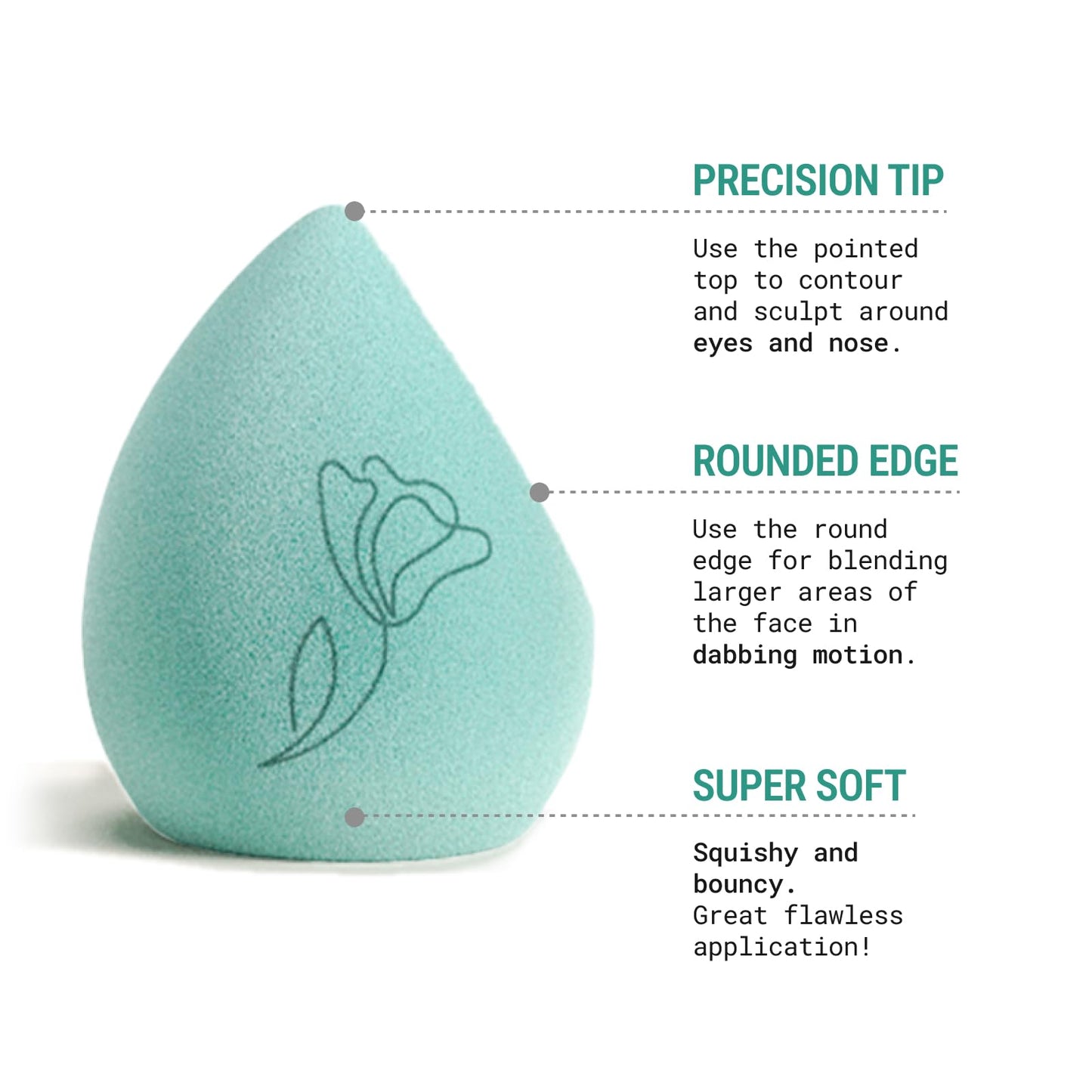 JUNO & Co. Microfiber Makeup Sponge, Dual Layer Technology for Full Coverage Flawless Makeup Blender for Foundation, Powder and Cream (5-Packs-Bamboo)