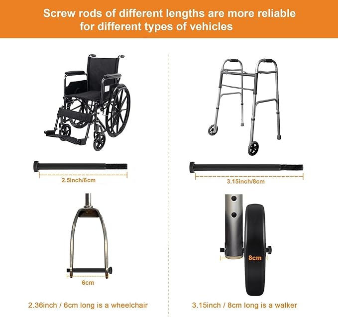2Pcs 6 Inch Replacement Wheelchair Wheels for Walkers - Environmentally Friendly Rubber Material, Wear-Resistant PU Tires, Anti-Slip, and Durable ABS Wheel Hub (6IN Narrow 2Pcs)