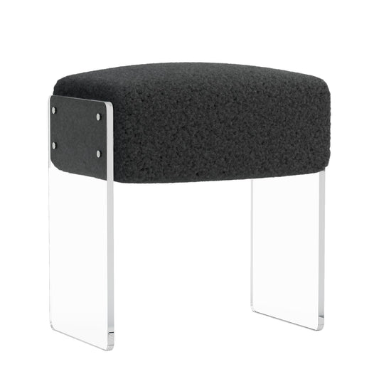 Vanity Stool Chair and Foot Rest -Modern Vanity Stool and Footstool with Wool and Acrylic Leg for Makeup Room, Living Room , Bedroom, Boucle Ottomans for Birthday, Christmas, Halloween, Easter Gifts