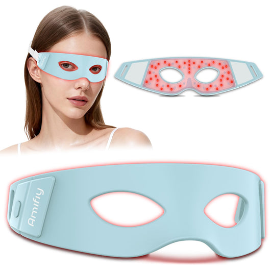 Amifiy Red Light Therapy for Eyes, 3 Minutes Red Light Eye Mask Reducing Dark Circles, Eye Bags, Puffy Eyes, Wrinkles, Infrared LED Eye Mask For Women & Men