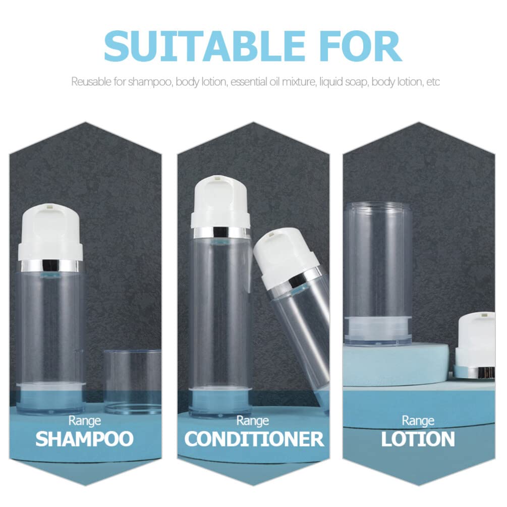 Set of 2 Travel Airless Pump Bottles Wide Mouth for Creams and Lotions