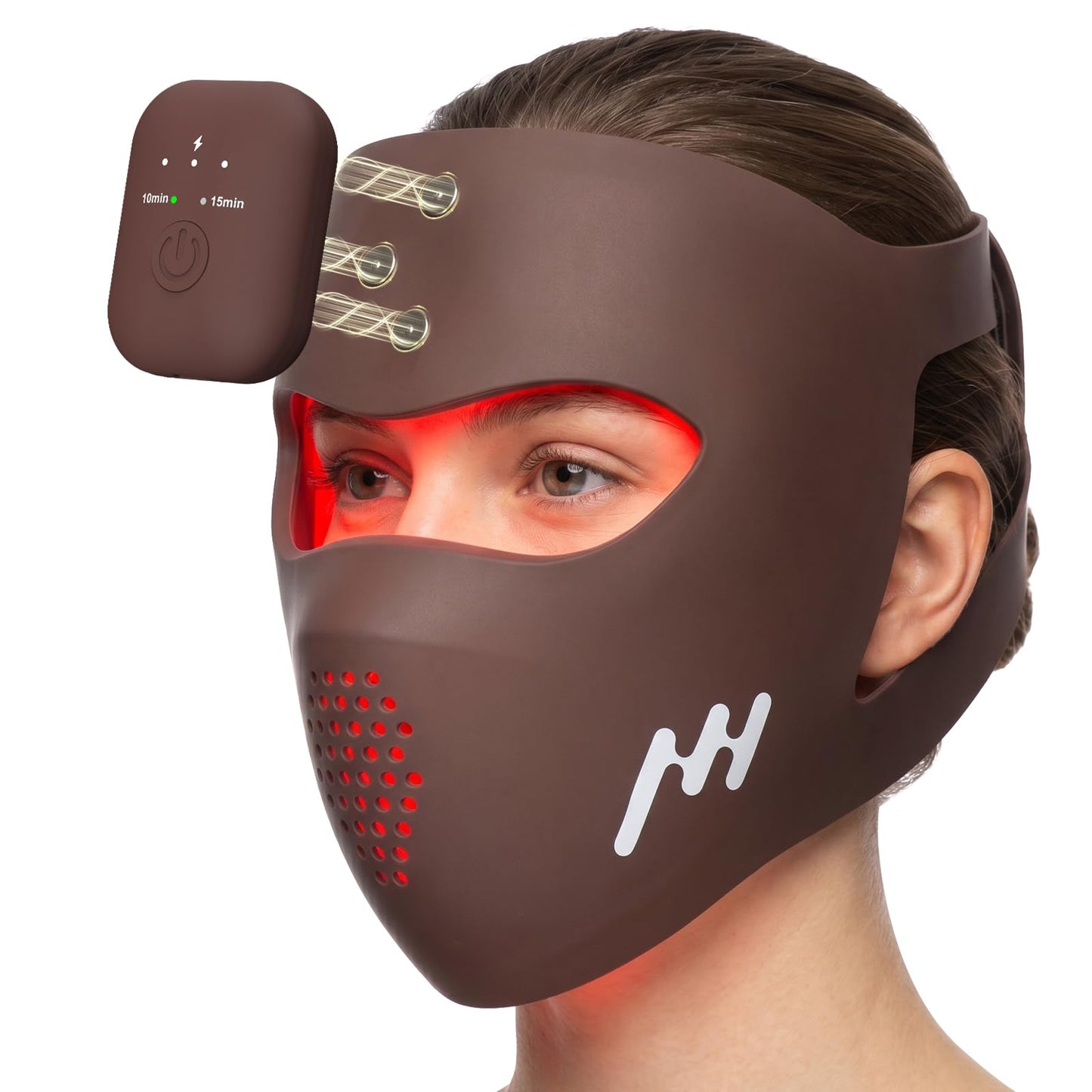 Hottoerak 4D Red Light Mask for Face with Red & Blue Light Modes, Cordless Rechargeable LED Face Mask, Dual Controllers, 10/15 Min Timer for Daily Use