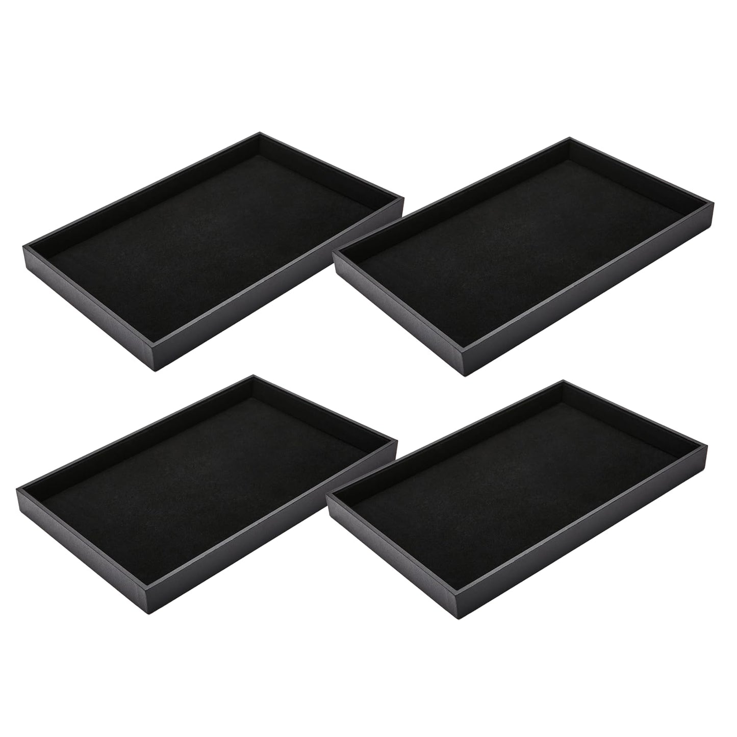XCRUI Black Velvet Stackable Jewelry Tray Showcase Display Earring Necklace Bracelet Rings Organizer…… (4 pcs)