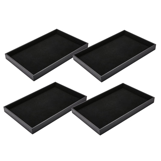 XCRUI Black Velvet Stackable Jewelry Tray Showcase Display Earring Necklace Bracelet Rings Organizer…… (4 pcs)