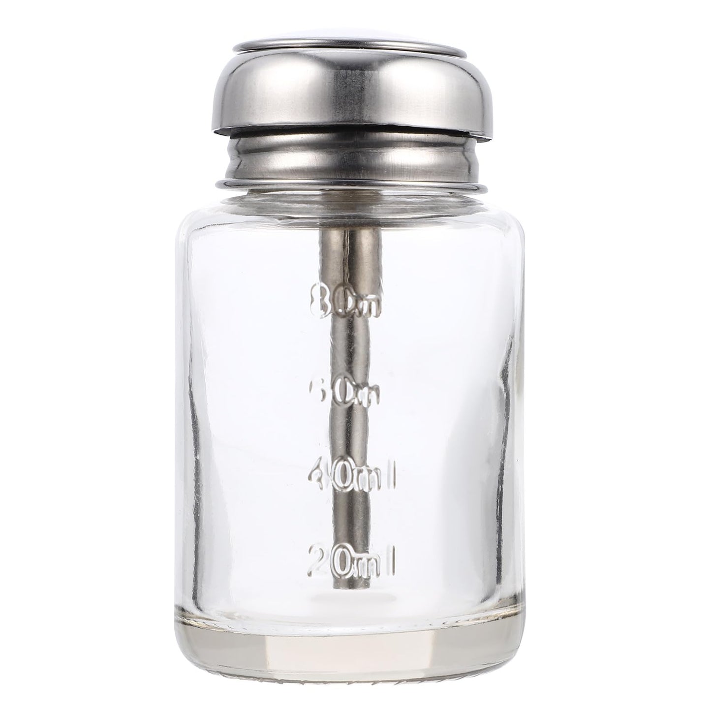 Luxshiny Nail Polish Remover Pump Bottle Glass Refillable Pressure Dispenser 3.62In Leak-Proof Portable for Home Cosmetic Liquid Storage