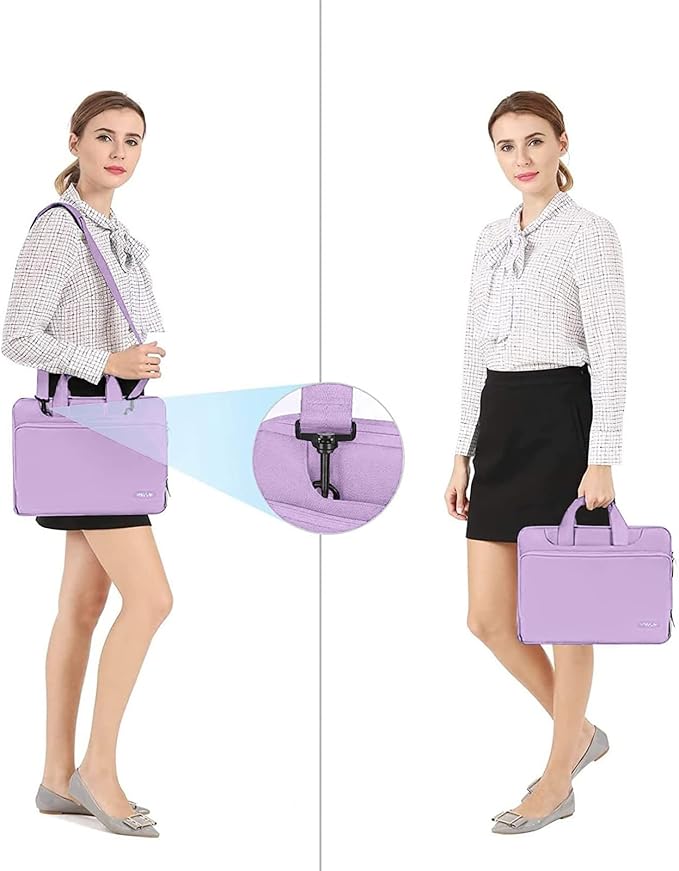 MOSISO 360 Protective Laptop Shoulder Bag Compatible with MacBook Air/Pro, 13-13.3 inch Notebook, Compatible with MacBook Pro 14 inch M5 M4 M3 M2 M1,Matching Color Sleeve with Belt, Light Purple