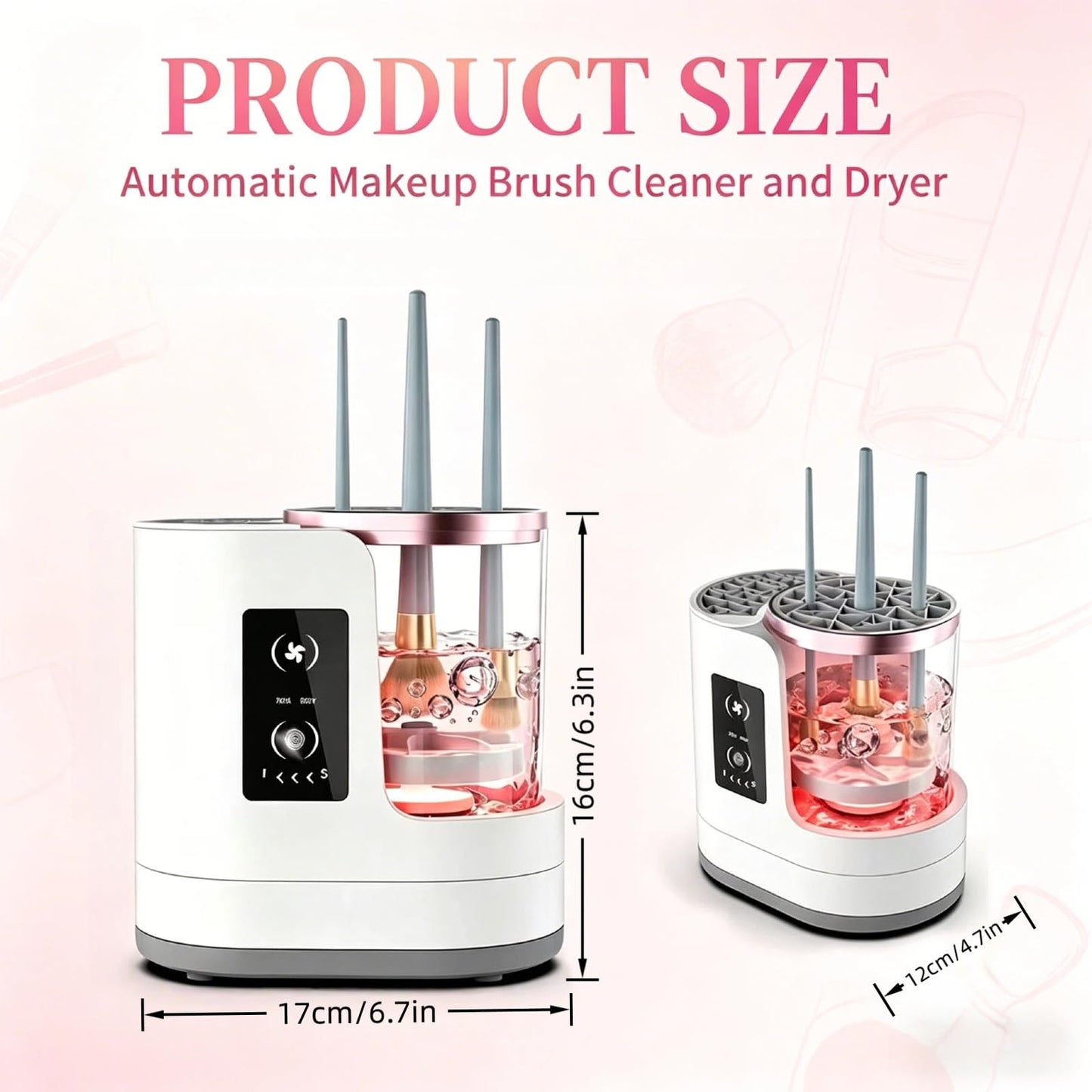 Hublaolss 3 IN 1 Electric Makeup Brush Cleaner & Dryer Machine, Automatic Makeup Brush Cleaner, Portable USB Cosmetic Brushes Cleaner Tool for All Size Beauty Makeup Brush Set, Blush Brush, Sponges