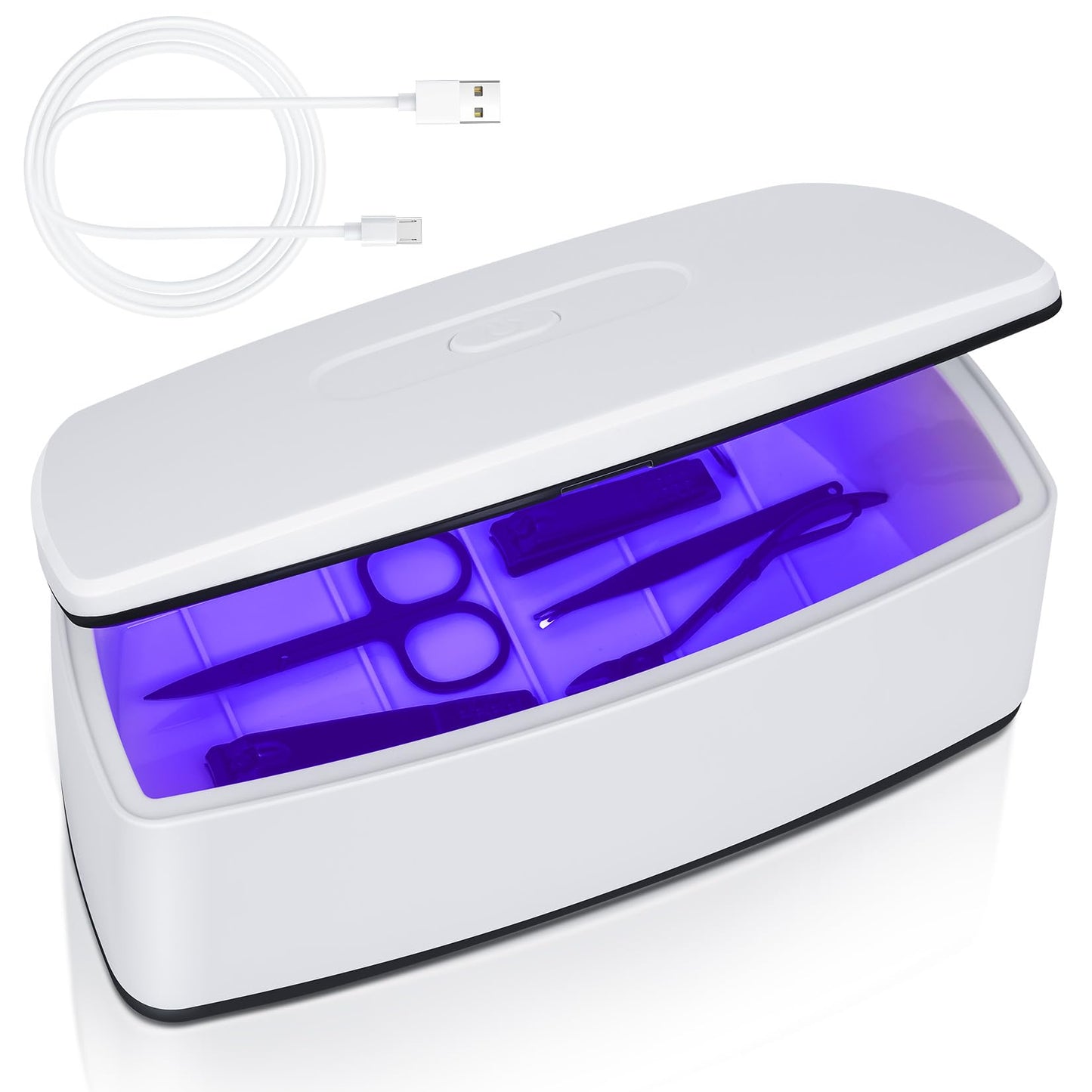 Nail Tools Cleaner, Double Tube Blue Light Cleaning Function, USB Plug-In, 1l Large Capacity For Nail And Beauty Salon Tools, Jewellery, Glasses, Mobile Phone (White2)