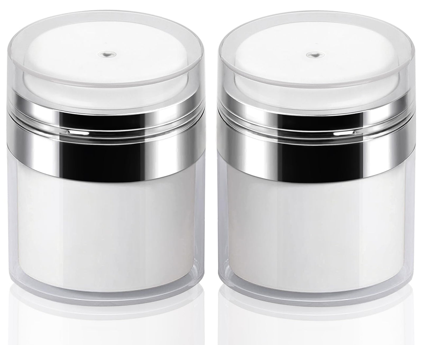 2Pack 50ml Airless Pump Jar - 1.7 Oz Moisturizer Pump Dispenser, Travel Lotion Container Vacuum Bottle for Skincare, Thick Moisturizer