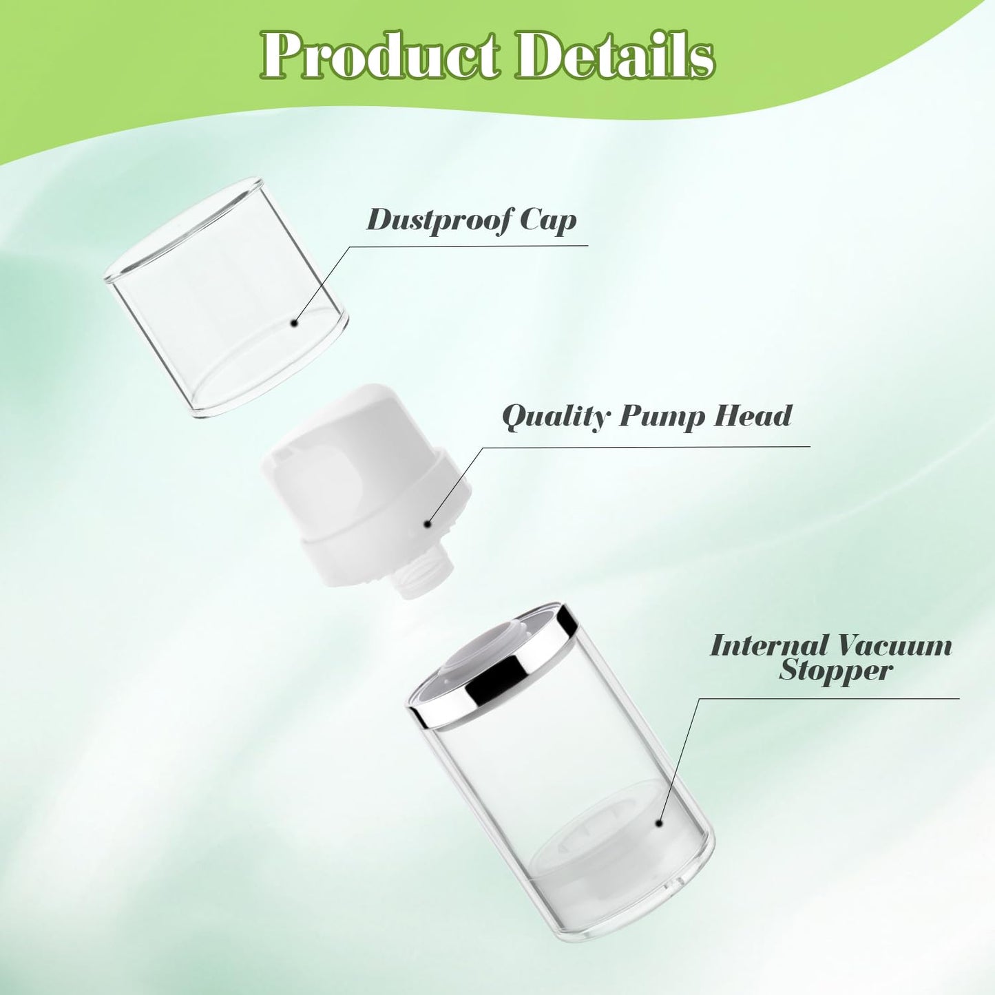 4 Pcs 100ml/3.4oz Airless Pump Jar Refillable Vacuum Pump Dispenser Bottles Travel Cosmetic Containers for Lotion Essence Shampoo Toiletries