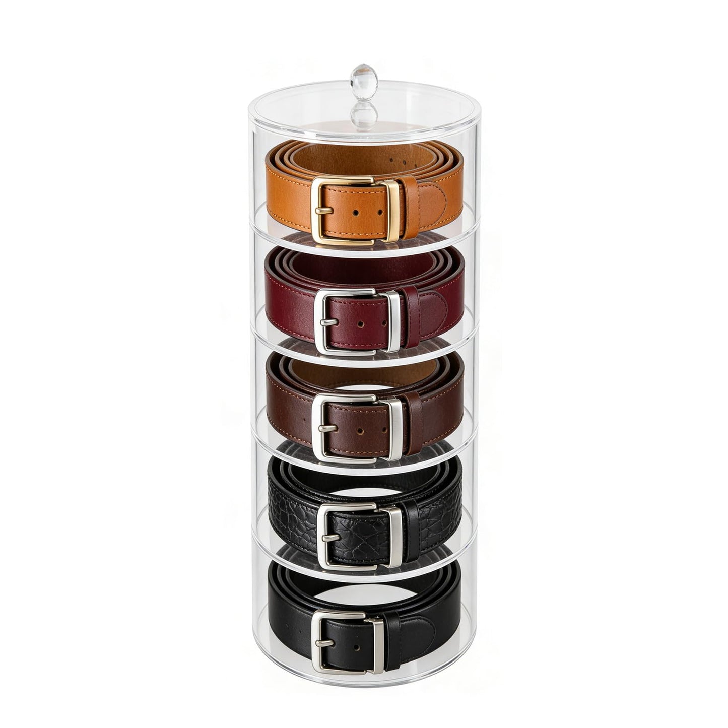 1 Pack 5 Layers Acrylic Belt Organizer Stackable Storage Box Clear Display