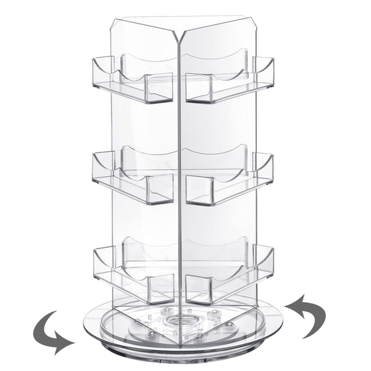 Spiareal Spinning Clear Business Card Holder 3.5" x 2" Acrylic Sticker Display Stand Appointment Cards Rotating Stand 3 Tier Brochure Display Holder for Tabletop Office Home Desk(5.9 x 9.8 Inch)